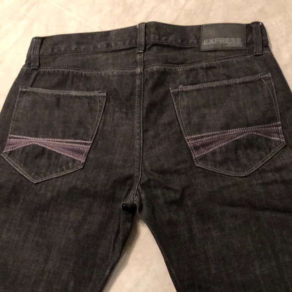 Express Men's Slim Fit Straight Leg 5 Pockets Black Jeans Size 32X34 - Picture 6 of 12